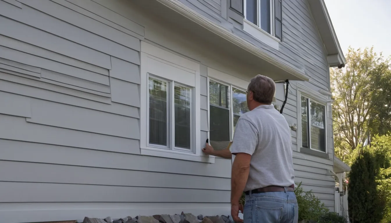 A local provider and a homeowner reviewing new vinyl siding on a house in Agawam Town